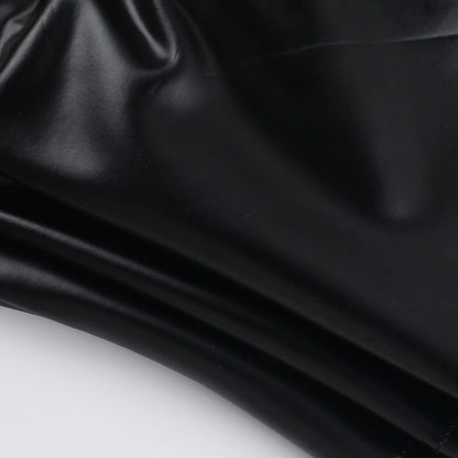 PU leather metal chain zip-up rivet tube top