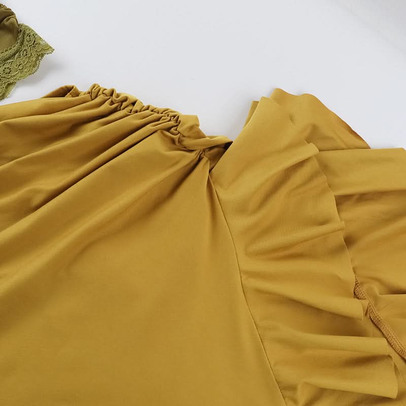 Halter ruffle slit ruched hollow out maxi dress