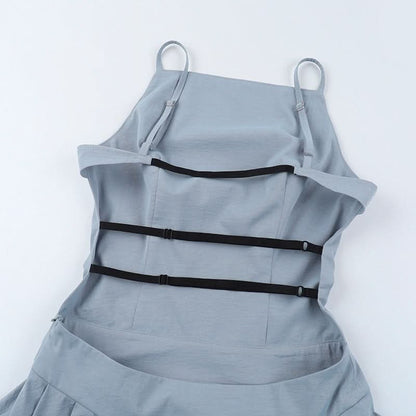 Pleated backless cami mini dress