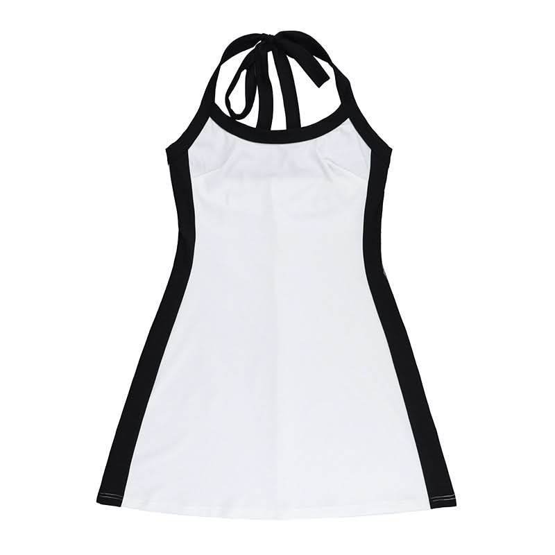 Halter backless self tie mini dress