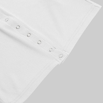 U neck button solid tank top