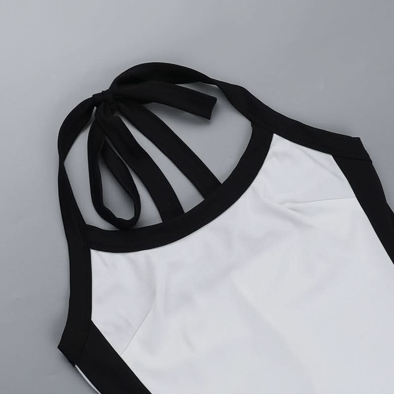 Halter backless self tie mini dress