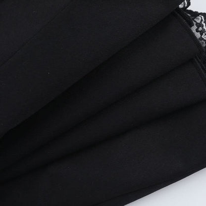 Pleated lace hem mini skirt