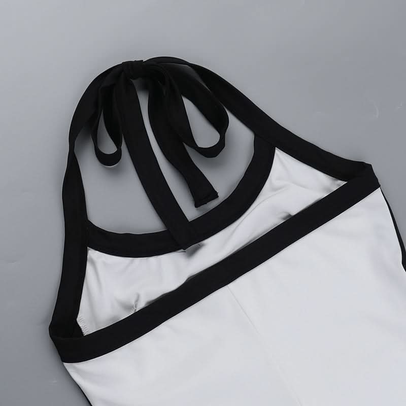 Halter backless self tie mini dress