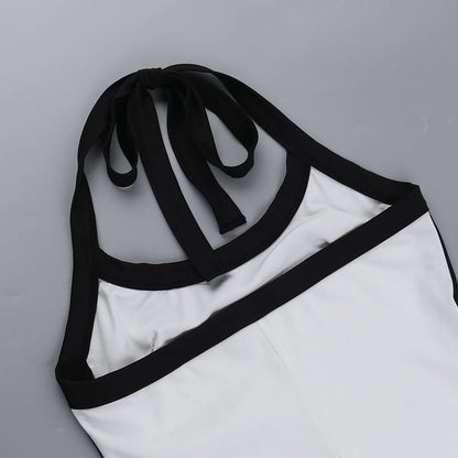 Halter backless self tie mini dress