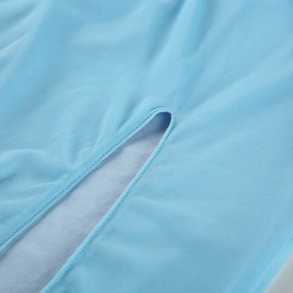 Hollow out high slit mesh tube cut out maxi dress