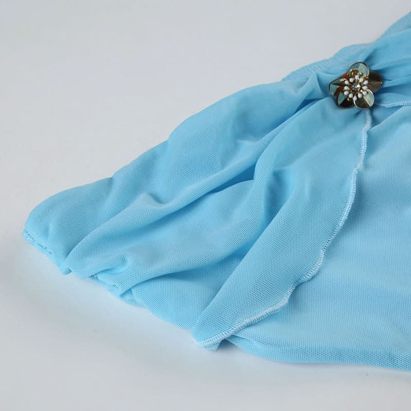 Hollow out high slit mesh tube cut out maxi dress