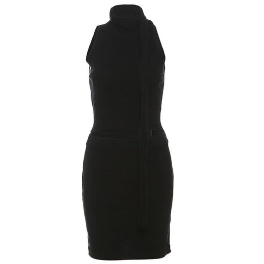 Crewneck sleeveless solid mini skirt set