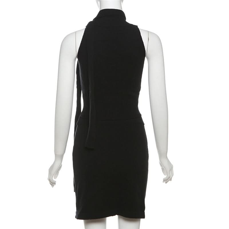 Crewneck sleeveless solid mini skirt set