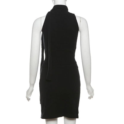 Crewneck sleeveless solid mini skirt set