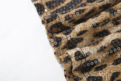 Leopard print square neck glitter cami maxi dress