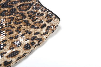 Leopard print glitter contrast maxi skirt