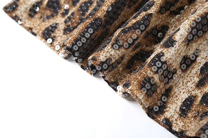 Leopard print glitter contrast maxi skirt