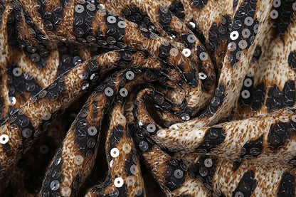 Leopard print glitter contrast maxi skirt