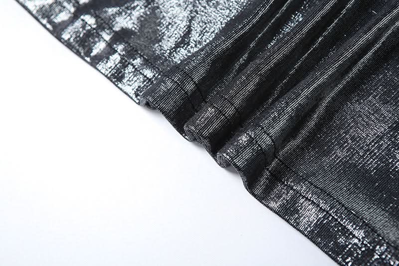 Cowl neck self tie metallic solid maxi dress