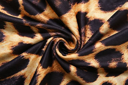 Leopard print halter deep v neck slit maxi dress