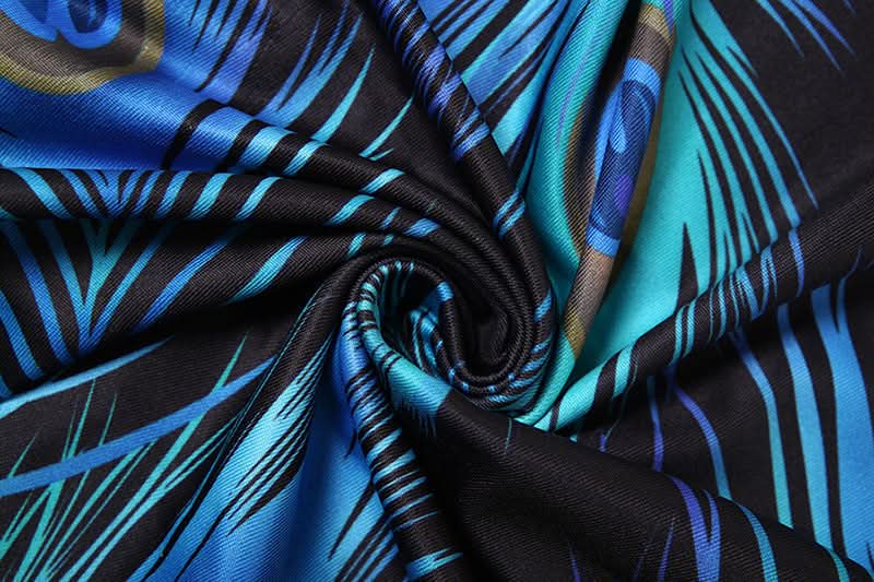 Backless feather print contrast tube mini dress