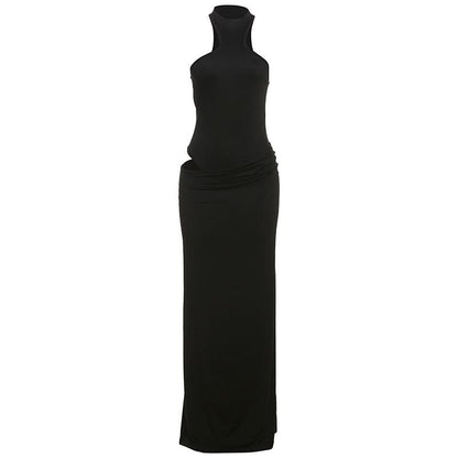 Crewneck button solid maxi skirt set