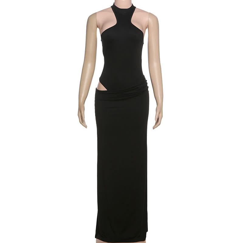 Crewneck button solid maxi skirt set