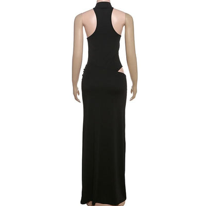 Crewneck button solid maxi skirt set