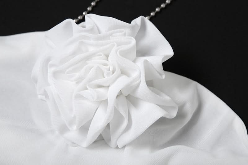 Halter hollow out flower applique irregular cut out top