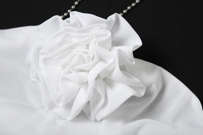 Halter hollow out flower applique irregular cut out top