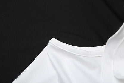 One shoulder ruffle irregular ruched solid top