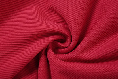 Off shoulder ribbed ruffle irregular mini skirt set