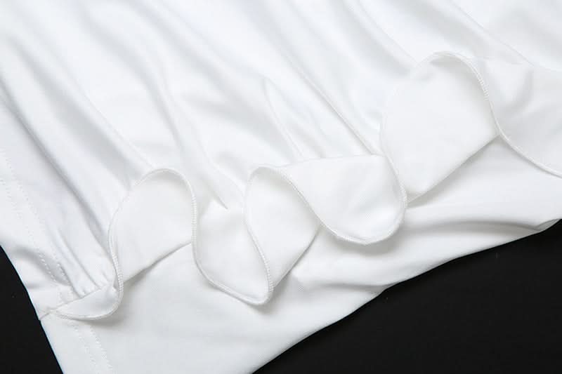 One shoulder ruffle irregular ruched solid top