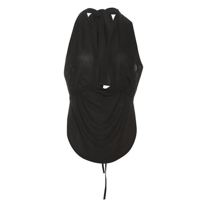 Ruched square neck backless self tie cami top