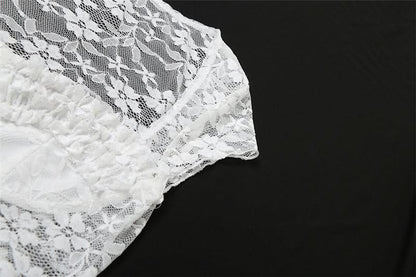 Lace cap sleeve v neck solid crop top