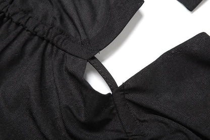 Ruched square neck backless self tie cami top