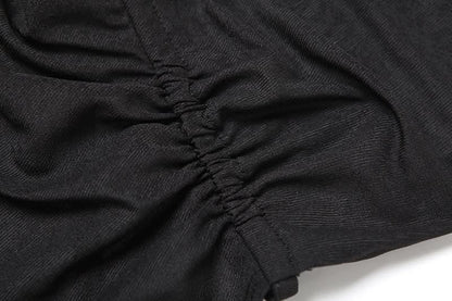 Ruched square neck backless self tie cami top