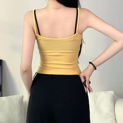 Lace hem letter pattern 2 piece cami top