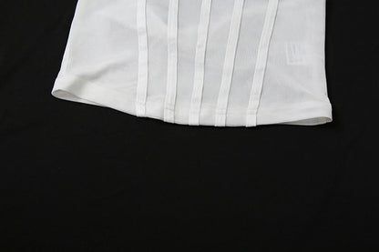 Halter self tie v neck mesh solid top