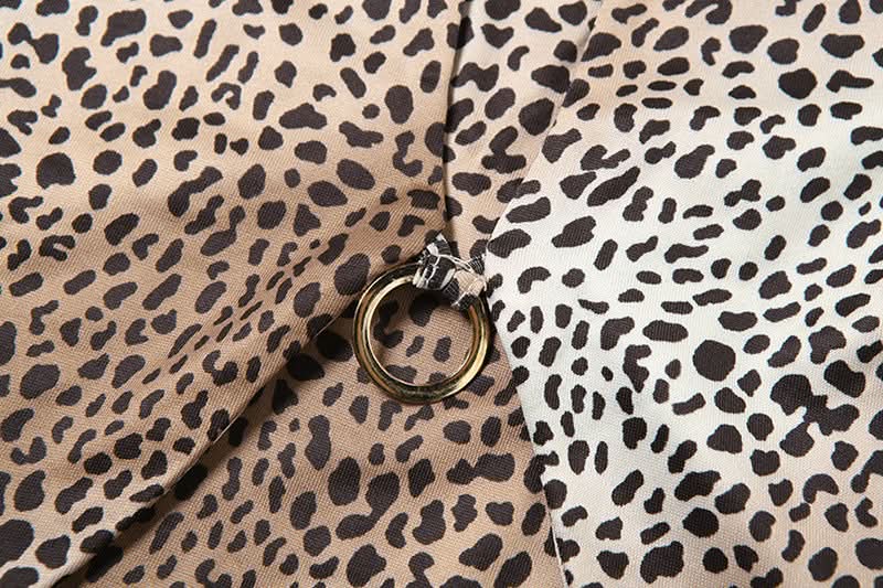Leopard print halter button o ring hollow out cut out top