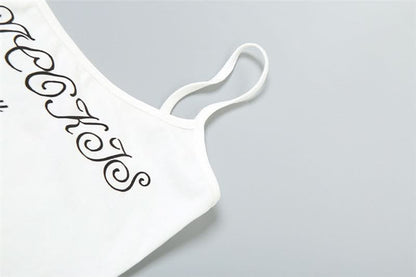 Lace hem letter pattern 2 piece cami top