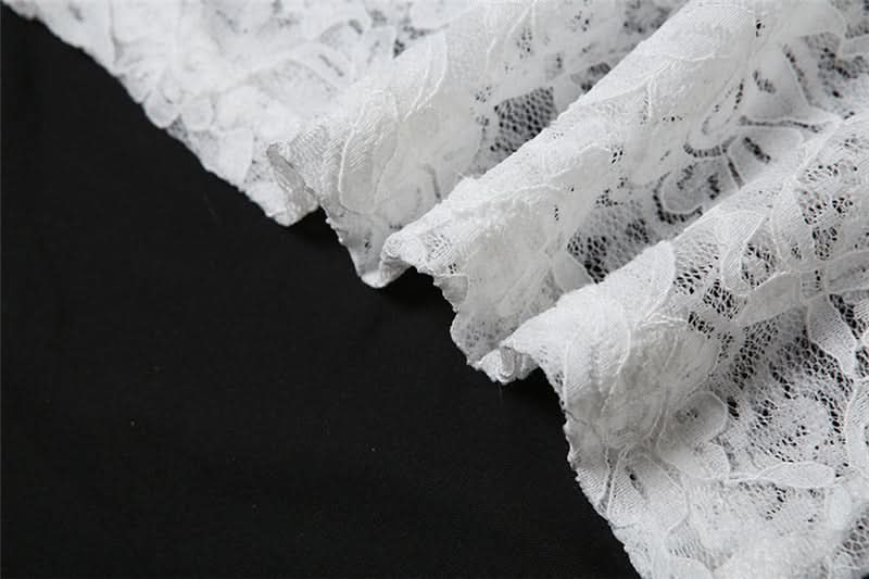 Lace beaded sweetheart neck tube crop top
