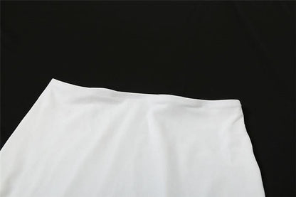 White mesh patchwork solid maxi skirt