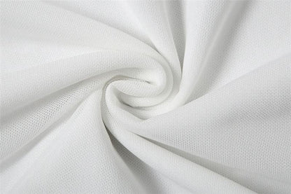 White mesh patchwork solid maxi skirt