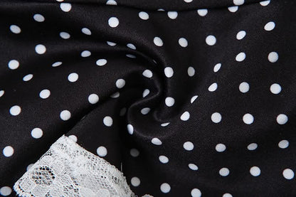 Polka dot lace hem contrast A line mini skirt