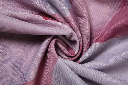 Ruched print contrast mesh slit maxi skirt