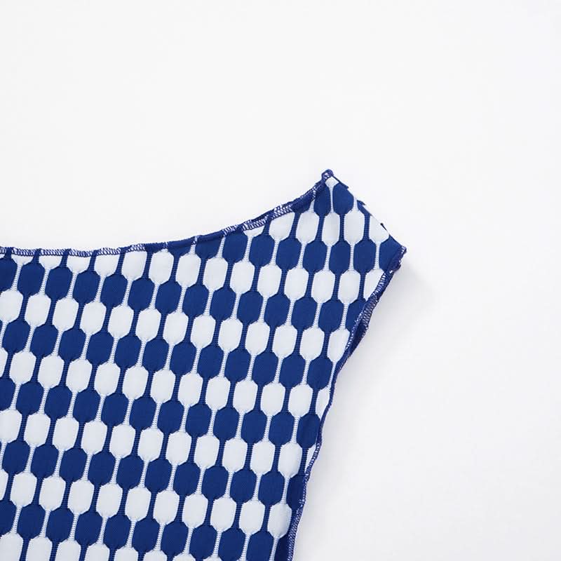 Irregular one shoulder print contrast crop top