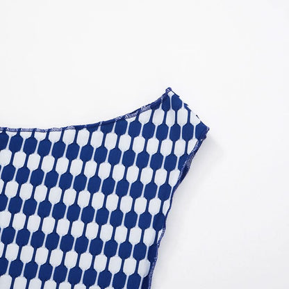 Irregular one shoulder print contrast crop top