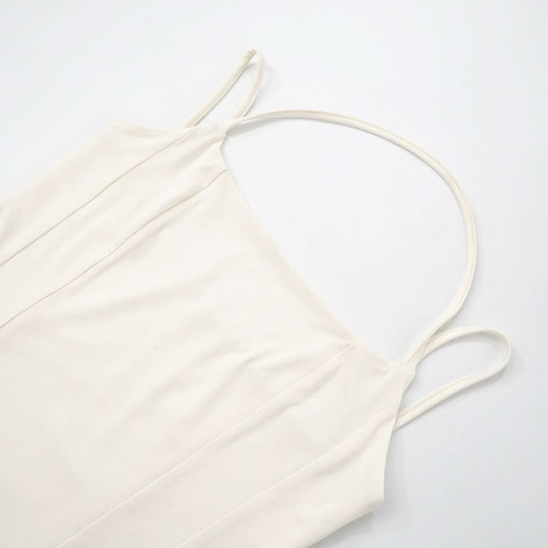 Square neck halter backless solid cami top