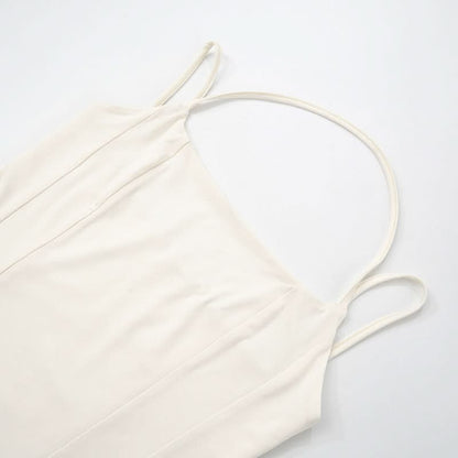Square neck halter backless solid cami top