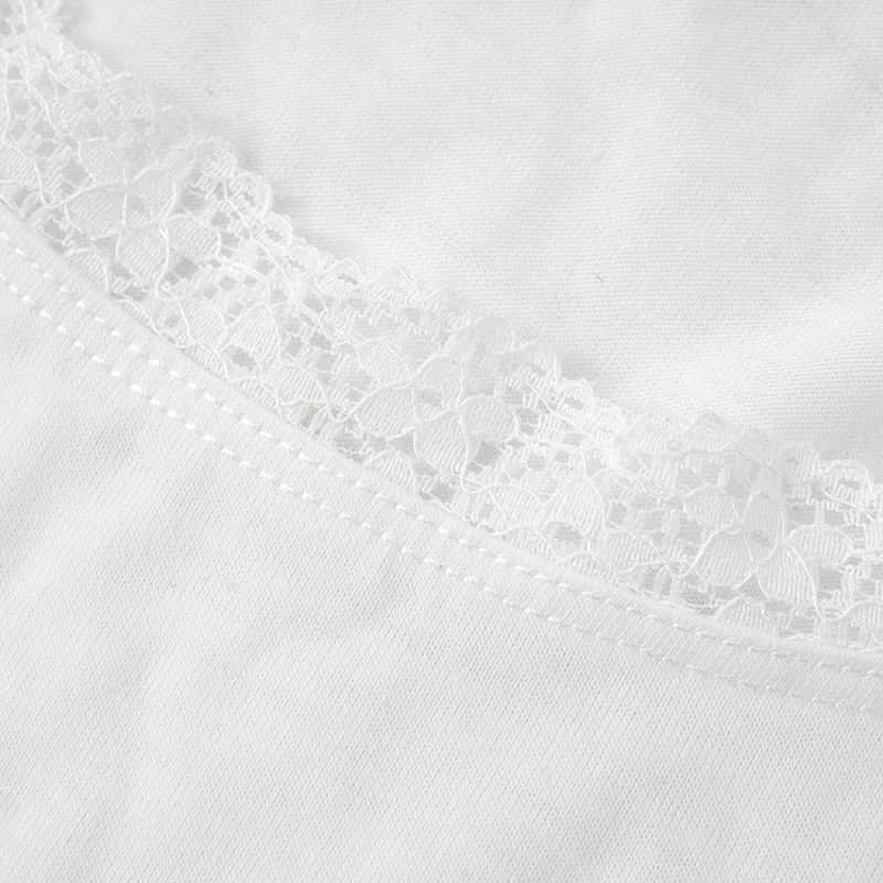 Lace hem short sleeve u neck solid top