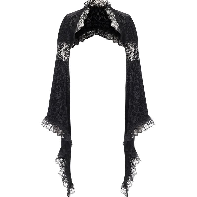 Long flared sleeve lace hem irregular shrug top
