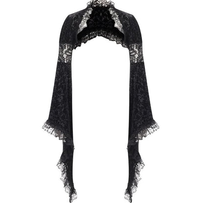 Long flared sleeve lace hem irregular shrug top
