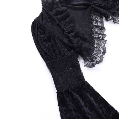 Long flared sleeve lace hem irregular shrug top